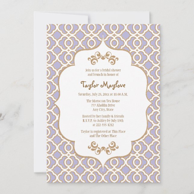Invitations de Fête de l'mariée marocaine en viole (Devant)