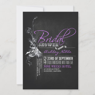 Invitations de Fête de l'mariée violet Vintage Cha