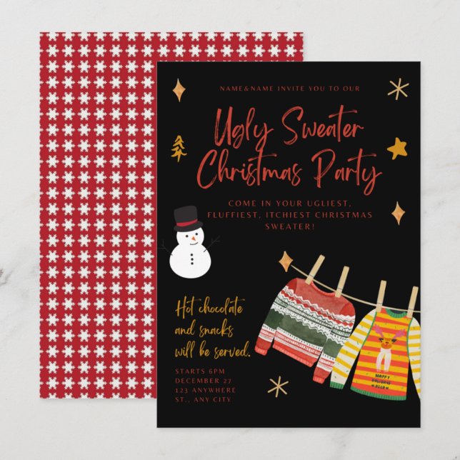 Invitations de fête de Noël moche (Devant / Derrière)