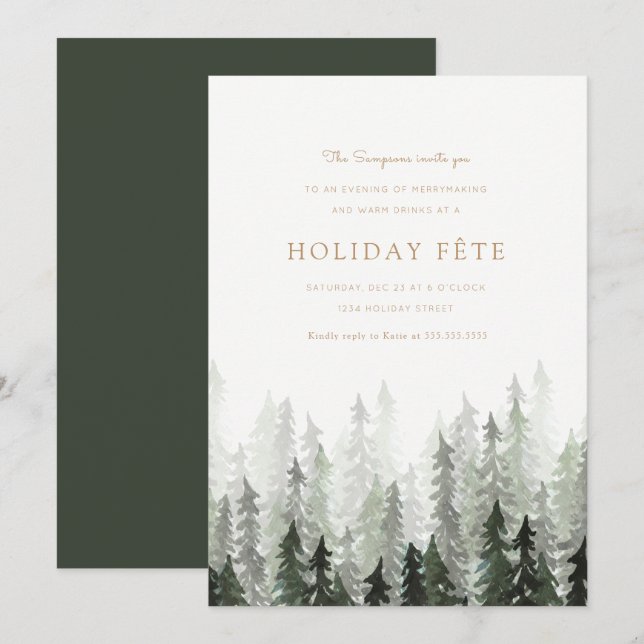 Invitations de fête de Pine Forest (Devant / Derrière)