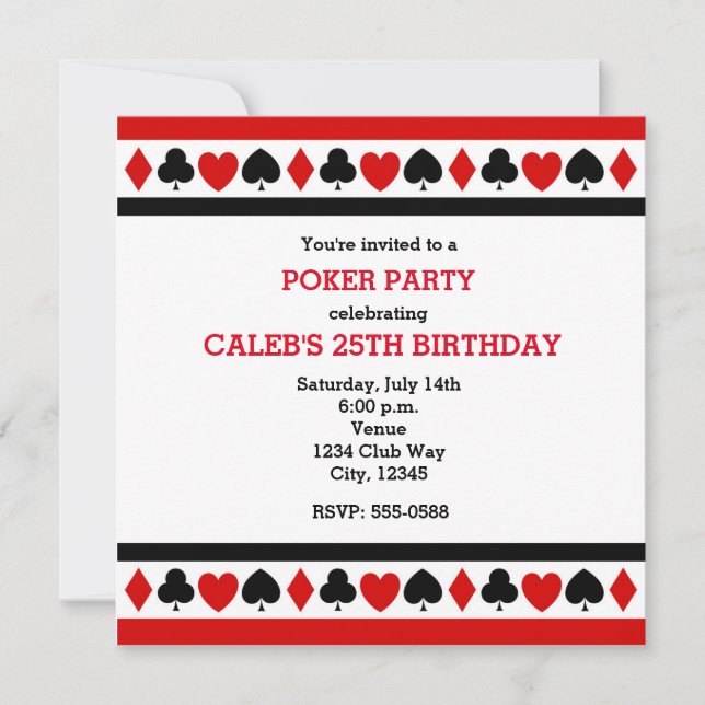 Invitations de fête de poker de casino de suites d (Devant)
