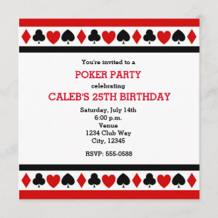 Invitations de fête de poker de casino de suites d