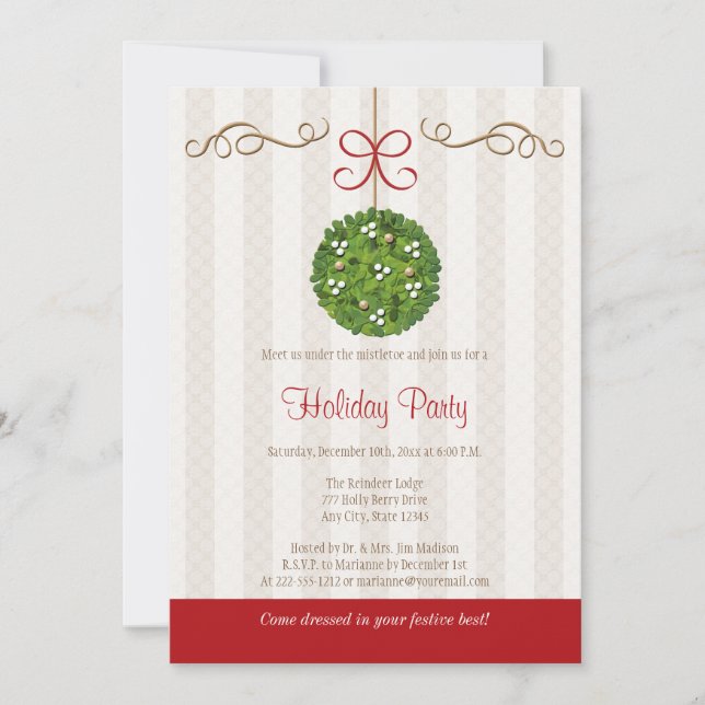 INVITATIONS DE FÊTE DE VACANCES DE GUI (Devant)