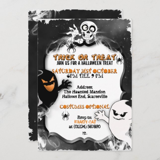 Invitations de fête des Fantômes d'Halloween (Devant / Derrière)