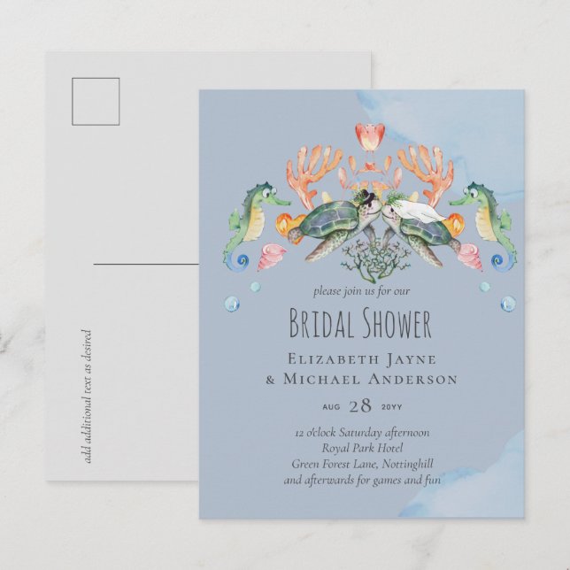 Invitations de Fête des mariées Mariage de tortue  (Devant / Derrière)