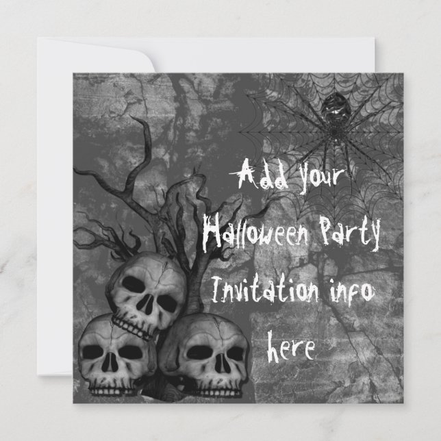 Invitations de fête d'Halloween Goth Skuls (Devant)