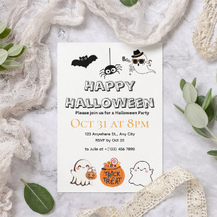 Invitations de fête d'Halloween mignonnes et Éffra