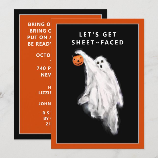 Invitations de fête d'Halloween pour adultes (Devant / Derrière)