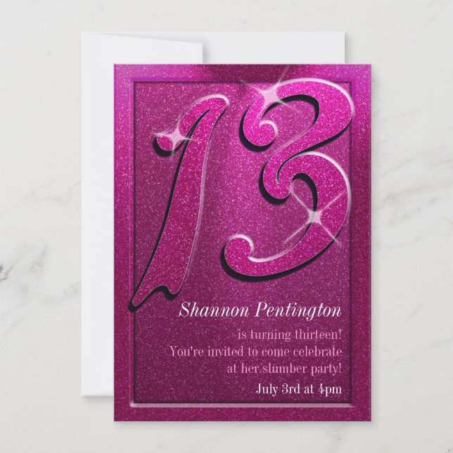 Invitations de fête du 13e anniversaire de Sparkle (Devant)