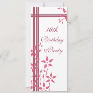 Invitations de fête du 16e anniversaire de la flor