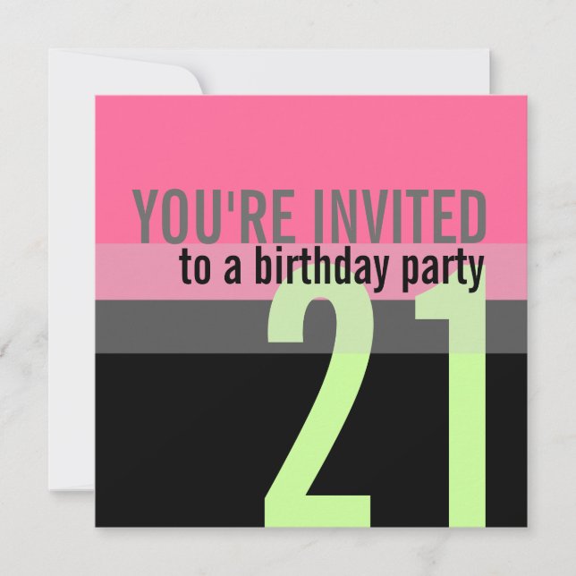 Invitations de fête du 21e anniversaire (Devant)