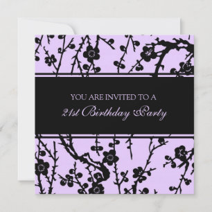 Invitations de fête du 21e anniversaire pourpre