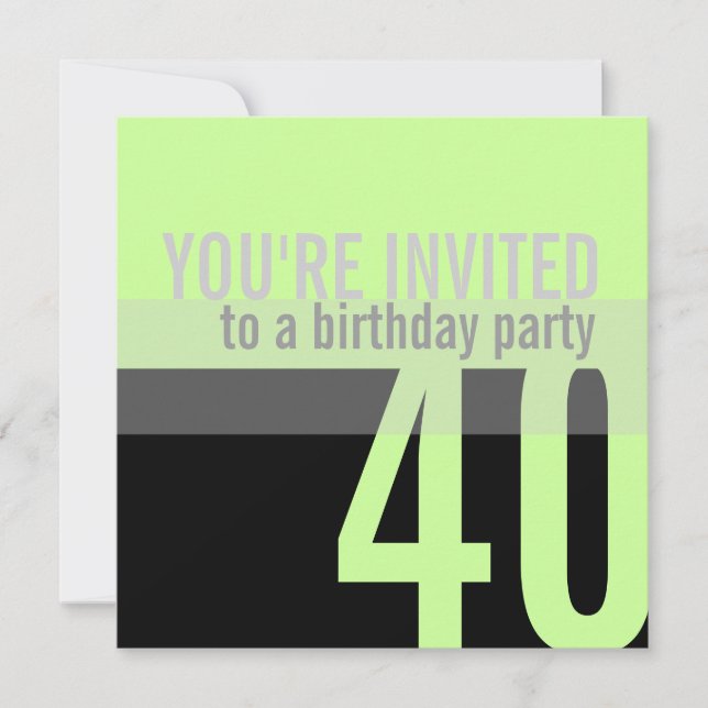 Invitations de fête du 40e anniversaire {Mint Gree (Devant)