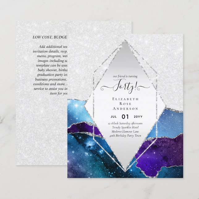 Invitations de fête du 40e anniversaire Parties sc (Devant / Derrière)