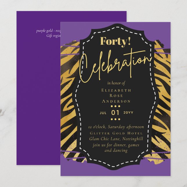 Invitations de fête du 40e anniversaire Parties sc (Devant / Derrière)