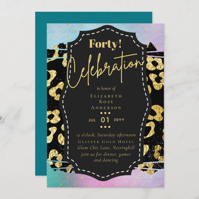 Invitations de fête du 40e anniversaire Parties sc (Devant / Derrière)