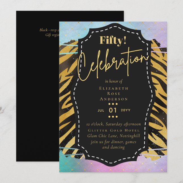 Invitations de fête du 50e anniversaire Parties sc (Devant / Derrière)