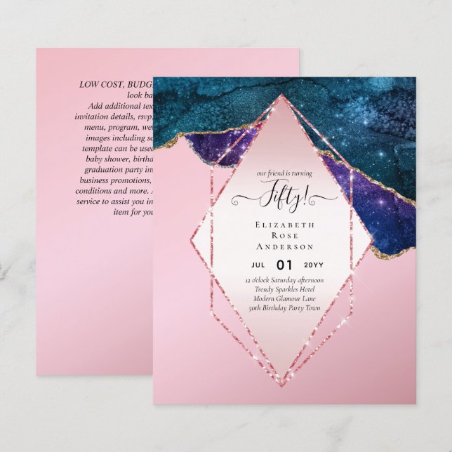 Invitations de fête du 50e anniversaire Parties sc (Devant / Derrière)
