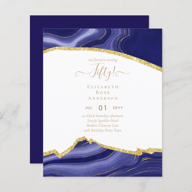 Invitations de fête du 50e anniversaire Parties sc (Devant / Derrière)