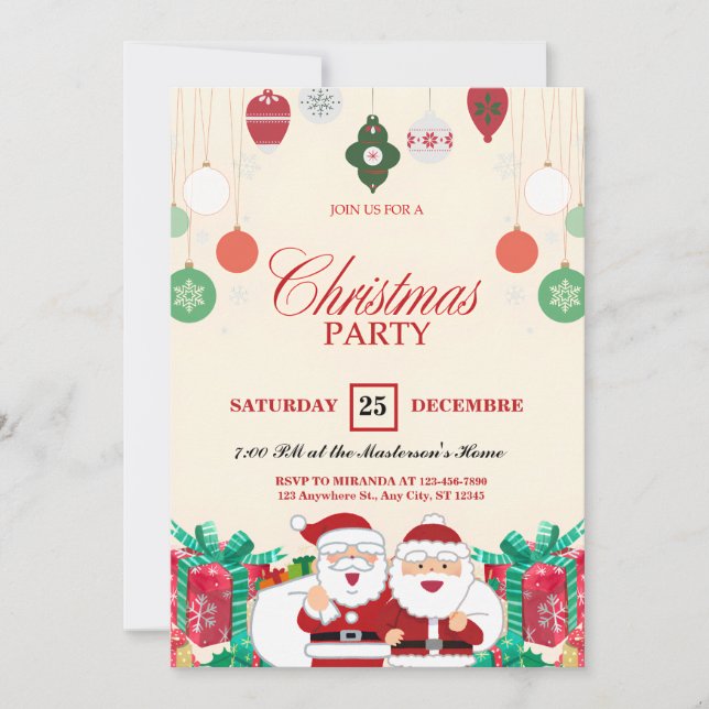 Invitations de Fête du Père Noël personnalisables (Devant)