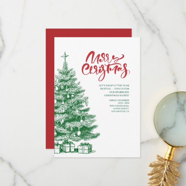 invitations de fête élégantes pour les fêtes de No (Devant/Arrière en situation)