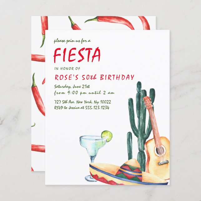 Invitations de fête Fiesta Budget (Devant / Derrière)