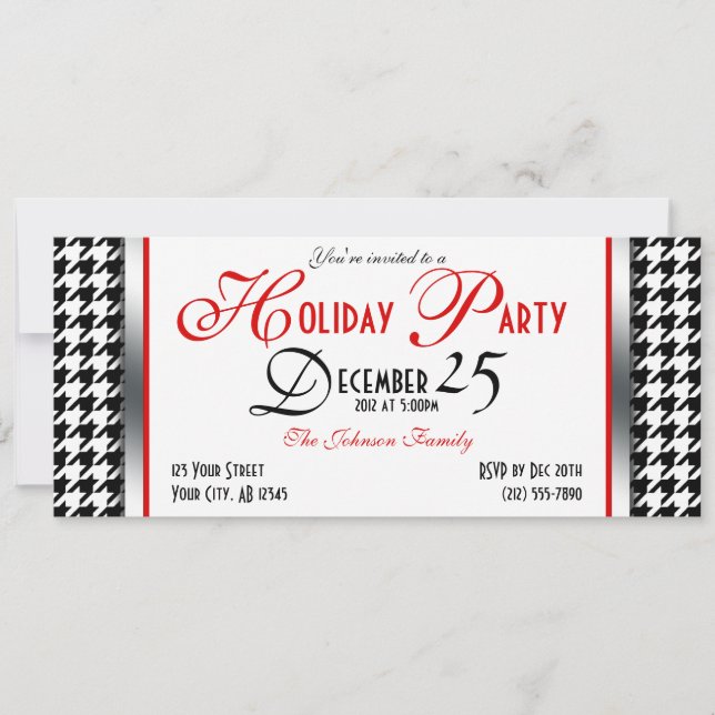 Invitations de Fêtes de Houndstooth (Devant)