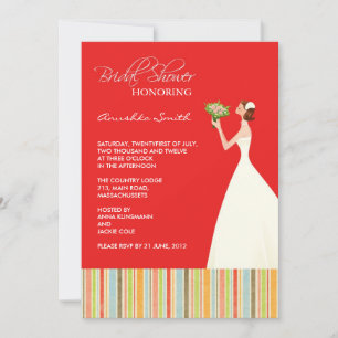 Invitations de Fêtes des mariées de bandes rouges