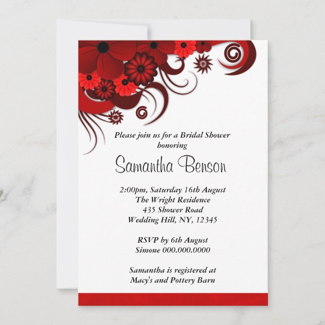 Invitations de Fêtes des mariées Mariages florales (Devant)