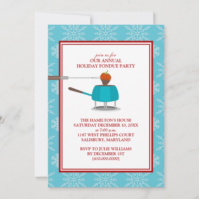 Invitations de Fêtes Fondue (Devant)