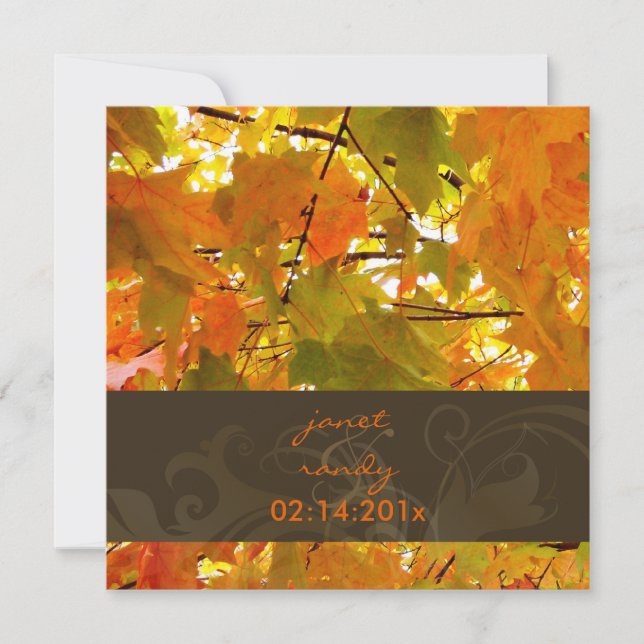 Invitations de Feuilles/mariages de automne d'érab (Devant)