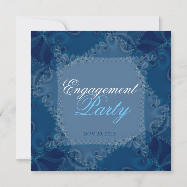 Invitations de Fiançailles Lacy Blue Dream (Devant)