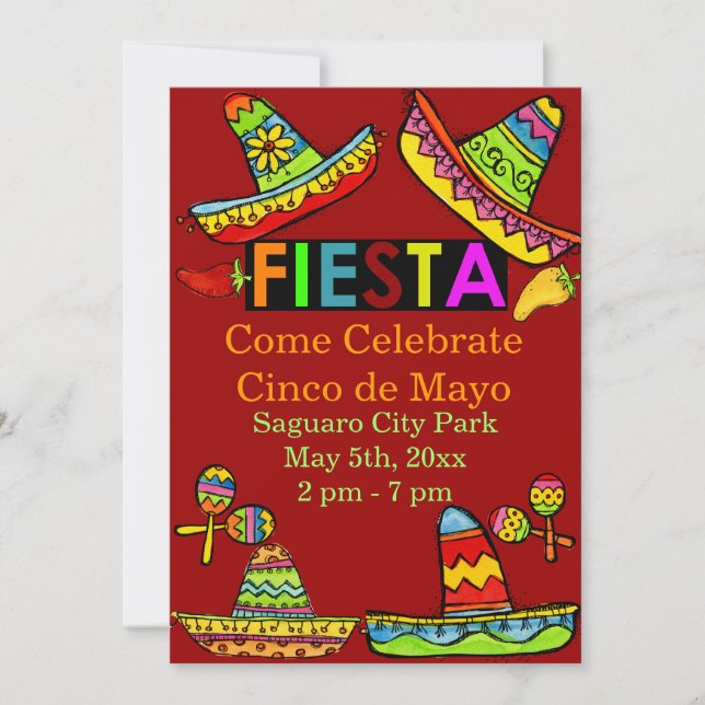 Invitations de Fiesta Cinco de Mayo Red (Devant)