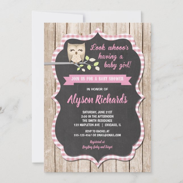 Invitations de filles baby showers de choux (Devant)