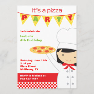 Invitations de filles de la fête de pizza
