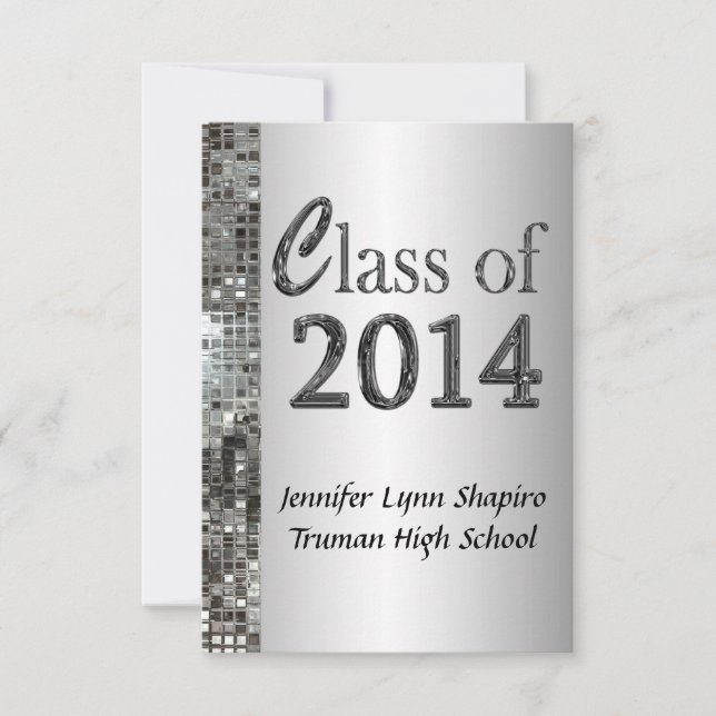 Invitations de fin d'études Classy Silver 2014 (Devant)