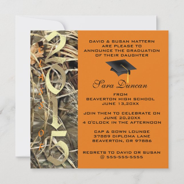 Invitations de fin d'études en Camo classique 2015 (Devant)