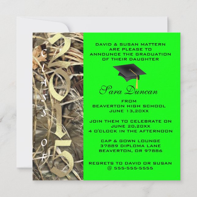 Invitations de fin d'études en Camo classique 2015 (Devant)
