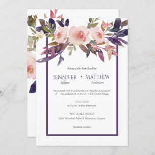Invitations de fleurs d'aquarelle couleur lavande 