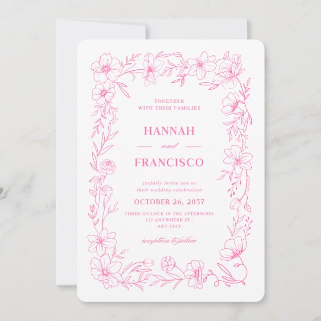 INVITATIONS DE FLEURS DE MARIAGE À L'ESTHÉTIQUE SU (Devant)