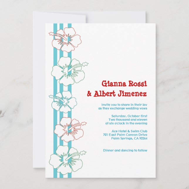 Invitations de fleurs d'Hibiscus| Mariage| Anniver (Devant)