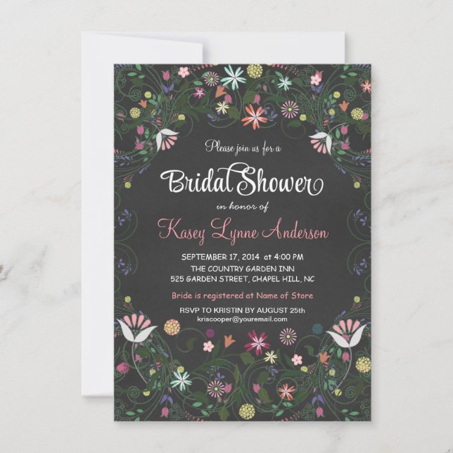 Invitations de  florales de Fête de l'mariée de ta (Devant)