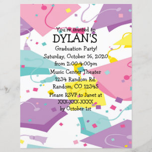 Invitations de flyer Pastel thème fête de remise d