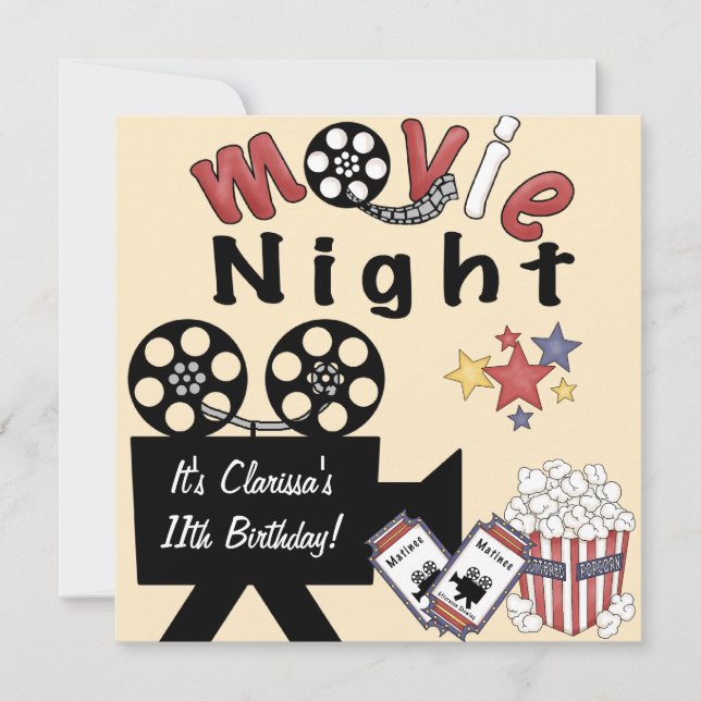 Invitations de folie de soirée cinéma (Devant)