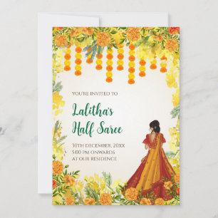 Invitations de fonction demi-saree numérique