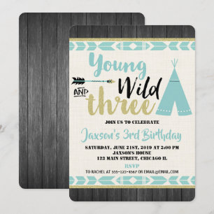 Invitations de garçon de 3e anniversaire à Tribal