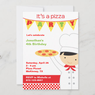 Invitations de garçons de la fête de Pizza
