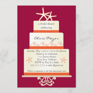 Invitations de gâteau de mariage d'étoiles de mer
