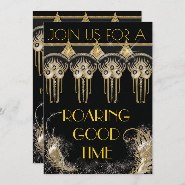 Invitations de Gatsby Bling Party (Devant / Derrière)