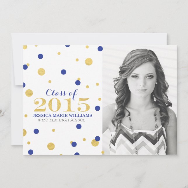 Invitations de graduation Gold Foil Confetti | Mar (Devant)